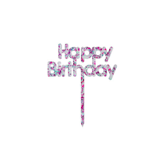 Picture of Happy Birthday 彩色閃粉蛋糕插牌