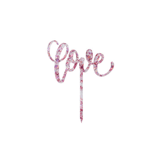 Picture of Love 粉紅閃粉蛋糕插牌